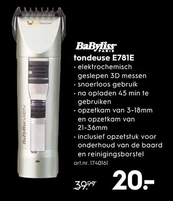 Promoties Babyliss tondeuse e781e - Babyliss - Geldig van 03/01/2019 tot 31/01/2019 bij Blokker