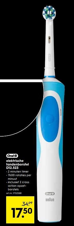Promotions Oral-b elektrische tandenborstel d12.523 - Oral-B - Valide de 03/01/2019 à 31/01/2019 chez Blokker