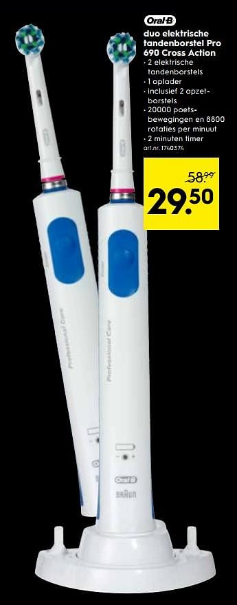 Promotions Oral-b elektrische tandenborstels pro690 cross action - Oral-B - Valide de 03/01/2019 à 31/01/2019 chez Blokker