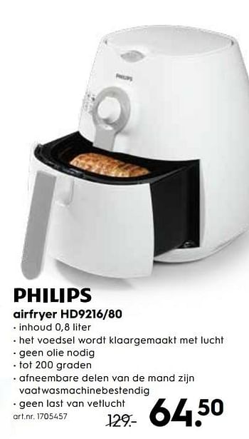 Promoties Philips airfryer hd9216-80 - Philips - Geldig van 03/01/2019 tot 31/01/2019 bij Blokker