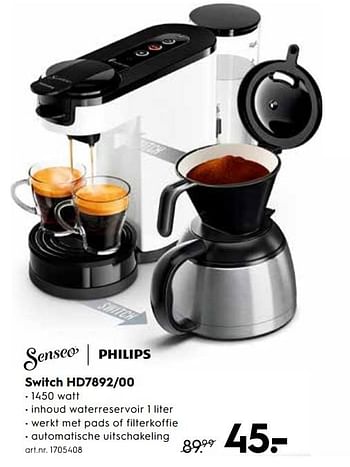 Promoties Philips koffiezetapparaat switch hd7892-00 - Philips - Geldig van 03/01/2019 tot 31/01/2019 bij Blokker