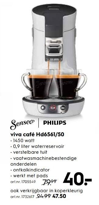 Promotions Philips senseo viva café hd7831-50 - Philips - Valide de 03/01/2019 à 31/01/2019 chez Blokker