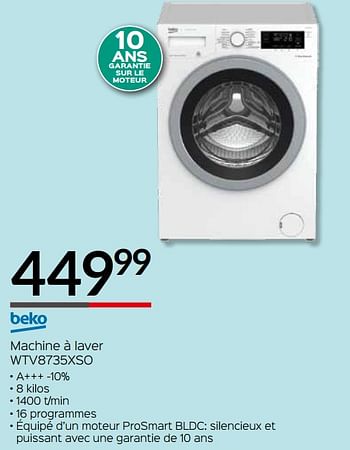 Promotions Beko machine à laver wtv8735xso - Beko - Valide de 03/01/2019 à 31/01/2019 chez Selexion