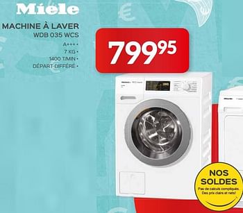 Promotions Miele machine à laver wdb 035 wcs - Miele - Valide de 03/01/2019 à 31/01/2019 chez Selexion
