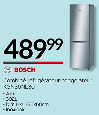 Promoties Bosch combiné réfrigérateur-congélateur kgn36nl30 - Bosch - Geldig van 03/01/2019 tot 31/01/2019 bij Selexion