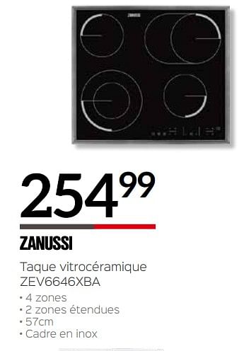 Promoties Zanussi taque vitrocéramique zev6646xba - Zanussi - Geldig van 03/01/2019 tot 31/01/2019 bij Selexion