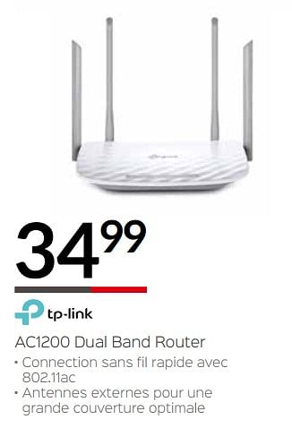 Promoties Tp-link ac1200 dual band router - TP-LINK - Geldig van 03/01/2019 tot 31/01/2019 bij Selexion