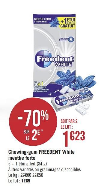 Freedent Chewing-gum freedent white menthe forte - En promotion