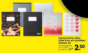 Promotions Martin garrix ou little diva cahiers a5 - Produit maison - Blokker - Valide de 03/01/2019 à 31/01/2019 chez Blokker