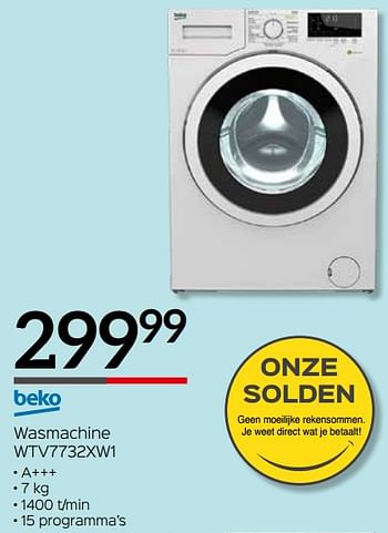 Promoties Beko wasmachine wtv7732xw1 - Beko - Geldig van 03/01/2019 tot 31/01/2019 bij ShopWillems