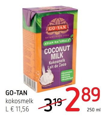 Promoties Go-tan kokosmelk - Go Tan - Geldig van 03/01/2019 tot 16/01/2019 bij Spar (Colruytgroup)