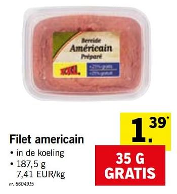 Promoties Filet americain - Huismerk - Lidl - Geldig van 07/01/2019 tot 12/01/2019 bij Lidl