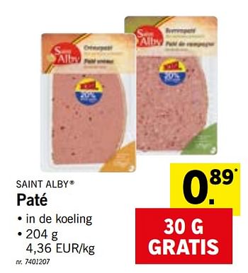 Promotions Paté - Saint Alby - Valide de 07/01/2019 à 12/01/2019 chez Lidl