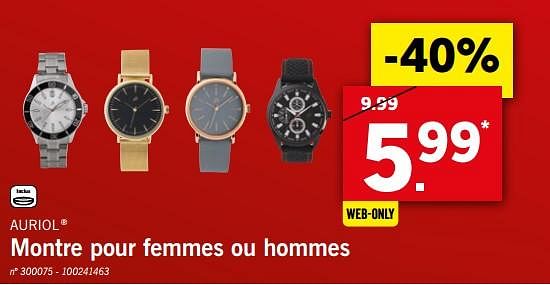 Auriol Montre pour femmes ou hommes En promotion chez Lidl