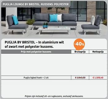 Promoties Puglia ligbed hoek + 2 zit - Bristol - Geldig van 03/01/2019 tot 31/01/2019 bij Overstock