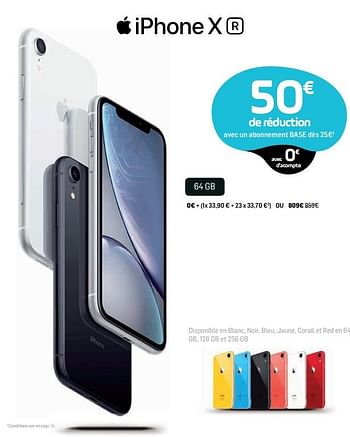 Promotions Apple iphone x 64 gb - Apple - Valide de 02/01/2019 à 01/02/2019 chez Base