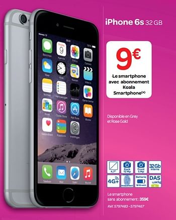 Blauw Stal half acht Apple Apple iphone 6s 32 gb - Promotie bij Carrefour