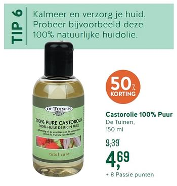Promoties Castorolie 100% puur de tuinen - De Tuinen - Geldig van 01/01/2019 tot 27/01/2019 bij Holland & Barret