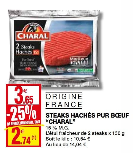 Charal Steaks hach s pur boeuf charal Promotie bij Coccinelle