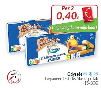 Promotions Gepaneerde sticks alaska pollak - Odyssee - Valide de 02/01/2019 à 31/01/2019 chez Intermarche