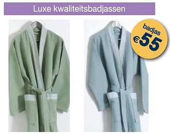 Promoties Luxe kwaliteitsbadjassen - Huismerk - Time2Sleep - Geldig van 03/01/2019 tot 31/01/2019 bij Time2Sleep
