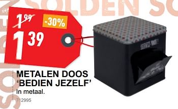 Promoties Metalen doos `bedien jezelf` - Huismerk - Trafic  - Geldig van 02/01/2019 tot 31/01/2019 bij Trafic