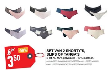 Promoties Set van 2 shorty`s, slips of tanga`s - Huismerk - Trafic  - Geldig van 02/01/2019 tot 31/01/2019 bij Trafic