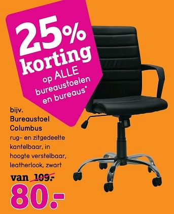 Promoties Bureaustoel columbus - Huismerk - Leen Bakker - Geldig van 03/01/2019 tot 31/01/2019 bij Leen Bakker