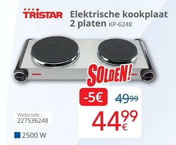 Promotions Tristar elektrische kookplaat 2 platen kp-6248 - Tristar - Valide de 03/01/2019 à 31/01/2019 chez Eldi