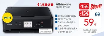 Promoties Canon all-in-one pixma ts5050 - Canon - Geldig van 03/01/2019 tot 31/01/2019 bij Eldi