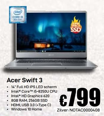Promoties Acer swift 3 - Acer - Geldig van 03/01/2019 tot 31/01/2019 bij Compudeals
