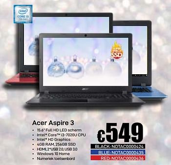 Promoties Acer aspire 3 - Acer - Geldig van 03/01/2019 tot 31/01/2019 bij Compudeals
