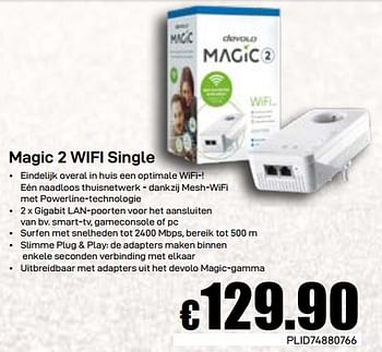 Promoties Magic 2 wifi single - Devolo - Geldig van 03/01/2019 tot 31/01/2019 bij Compudeals