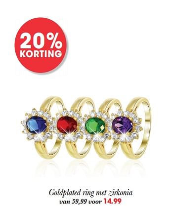 Promoties Goldplated ring met zirkonia - Huismerk - Lucardi - Geldig van 03/01/2019 tot 31/01/2019 bij Lucardi