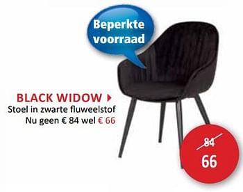 Promoties Black widow stoel in zwarte fluweelstof - Huismerk - Weba - Geldig van 03/01/2019 tot 31/01/2019 bij Weba
