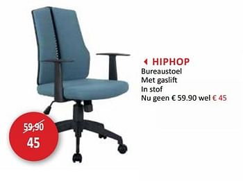 Promoties Hiphop bureaustoel met gaslift in stof - Huismerk - Weba - Geldig van 03/01/2019 tot 31/01/2019 bij Weba