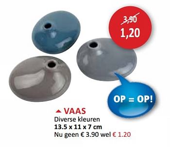 Promoties Vaas diverse kleuren - Huismerk - Weba - Geldig van 03/01/2019 tot 31/01/2019 bij Weba