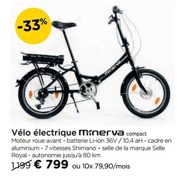 Promotions Vélo électrique minerva compact - Minerva - Valide de 03/01/2019 à 30/01/2019 chez Molecule
