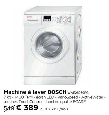 Promotions Machine à laver bosch wae28269fg - Bosch - Valide de 03/01/2019 à 30/01/2019 chez Molecule