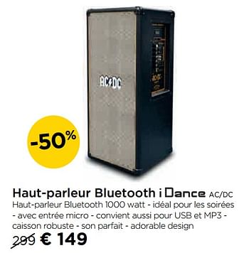 Promotions Haut-parleur bluetooth i dance ac-dc - I Dance - Valide de 03/01/2019 à 30/01/2019 chez Molecule