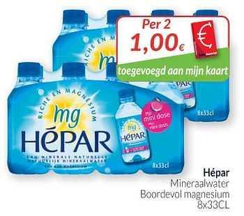 Promotions Hépar mineraalwater boordevol magneslum - Hépar - Valide de 02/01/2019 à 31/01/2019 chez Intermarche