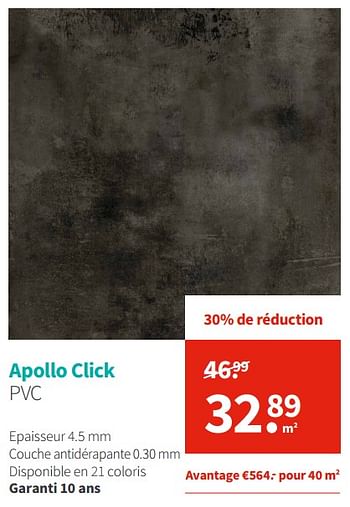 Promotions Apollo click pvc - Produit Maison - Carpetright - Valide de 03/01/2019 à 31/01/2019 chez Carpetright