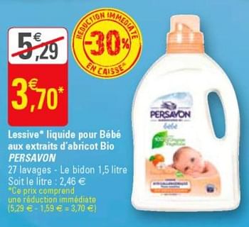 Persavon Lessive Liquide Pour Bebe Aux Extraits D Abricot Bio Persavon En Promotion Chez G
