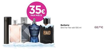 Promotions Burberry brit for her edt - Burberry - Valide de 02/01/2019 à 31/01/2019 chez ICI PARIS XL