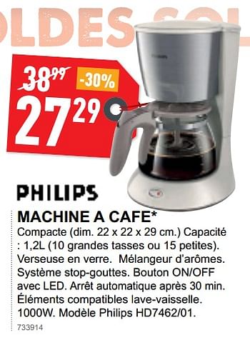 Promotions Philips machine a cafe hd7462-01 - Philips - Valide de 02/01/2019 à 31/01/2019 chez Trafic