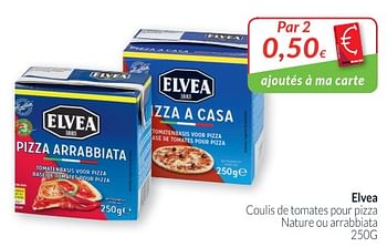 Promotions Elvea coulis de tomates pour pizza nature ou arrabbiata - Elvea - Valide de 02/01/2019 à 31/01/2019 chez Intermarche