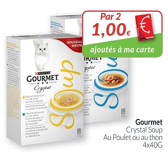 Promotions Gourmet crystal soup au poulet ou au thon - Purina - Valide de 02/01/2019 à 31/01/2019 chez Intermarche