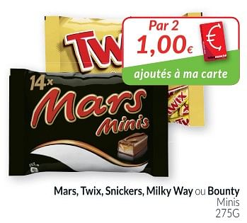 Promotions Mars, twix, snickers, milky way ou bounty minis - Mars - Valide de 02/01/2019 à 31/01/2019 chez Intermarche