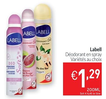 Promotions Labell déodorant en spray - Labell - Valide de 02/01/2019 à 31/01/2019 chez Intermarche