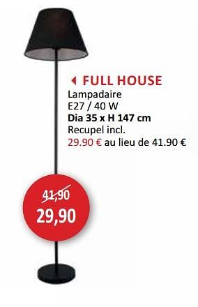 Promoties Full house lampadaire e27 - 40 w - Huismerk - Weba - Geldig van 03/01/2019 tot 31/01/2019 bij Weba